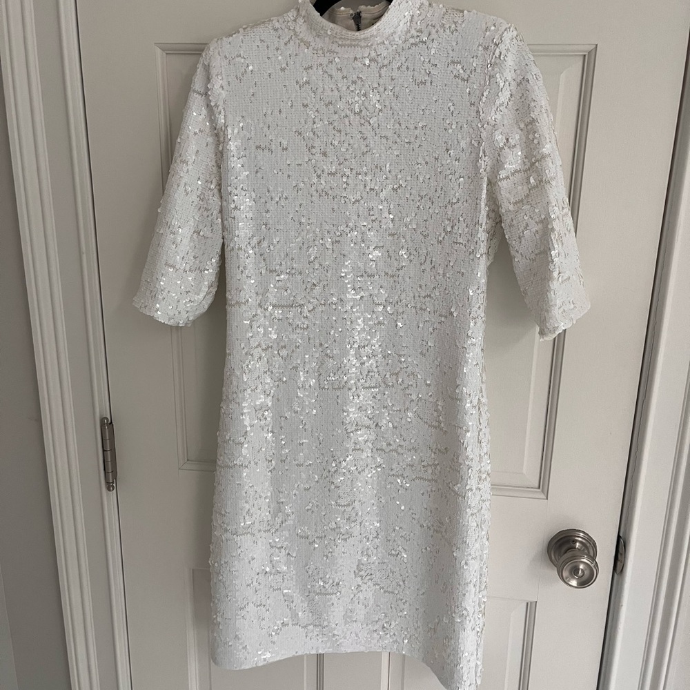 Alice and Olivia white sequin dress- size 10